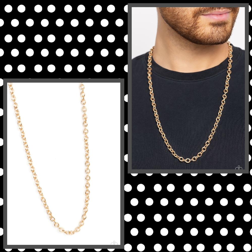 2/$10 Paparazzi Its GOAL Time - Gold Male Necklace